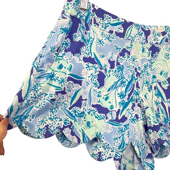 Lilly Pulitzer Dahlia Scallop Hem Shorts Womens L Royal Purple Koalafications - Picture 3 of 11